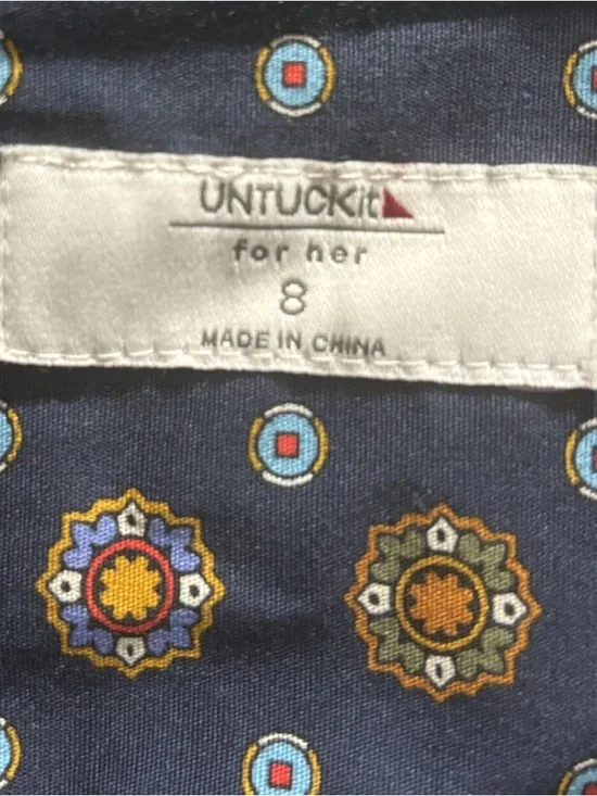 UNTUCKit "Sydney" Navy Stretch Cotton Shirtdress Sz 8 Like NEW - Picture 5 of 13